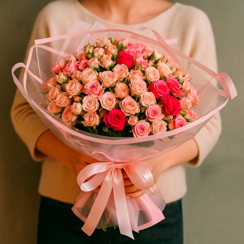 Букет цветов «Розовое царство»