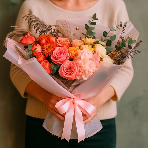 Букет цветов «Розовый закат»