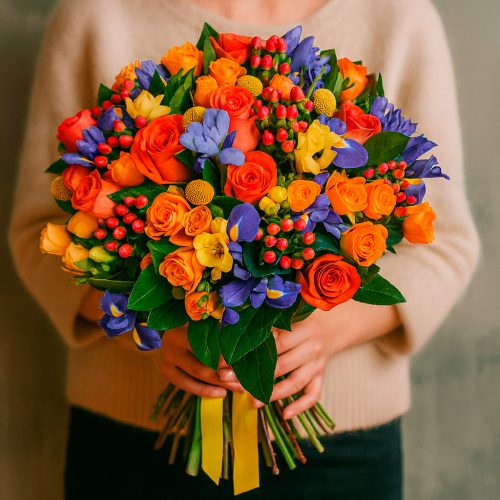 Флористический букет «Яркий вихрь»